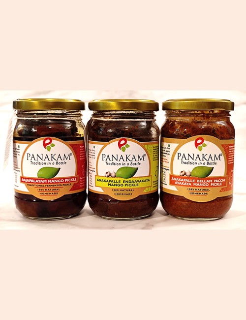 Rajapalayam Mango + Anakapalle Endaavakaya Mango with Garlic + Anakapalle Bellam Pacchi with Garlic