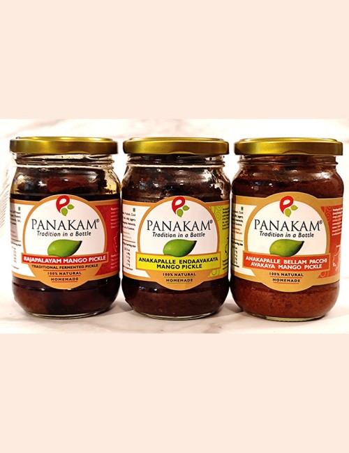 Rajapalayam Mango + Anakapalle Endaavakaya Mango without Garlic + Anakapalle Bellam Pacchi without Garlic